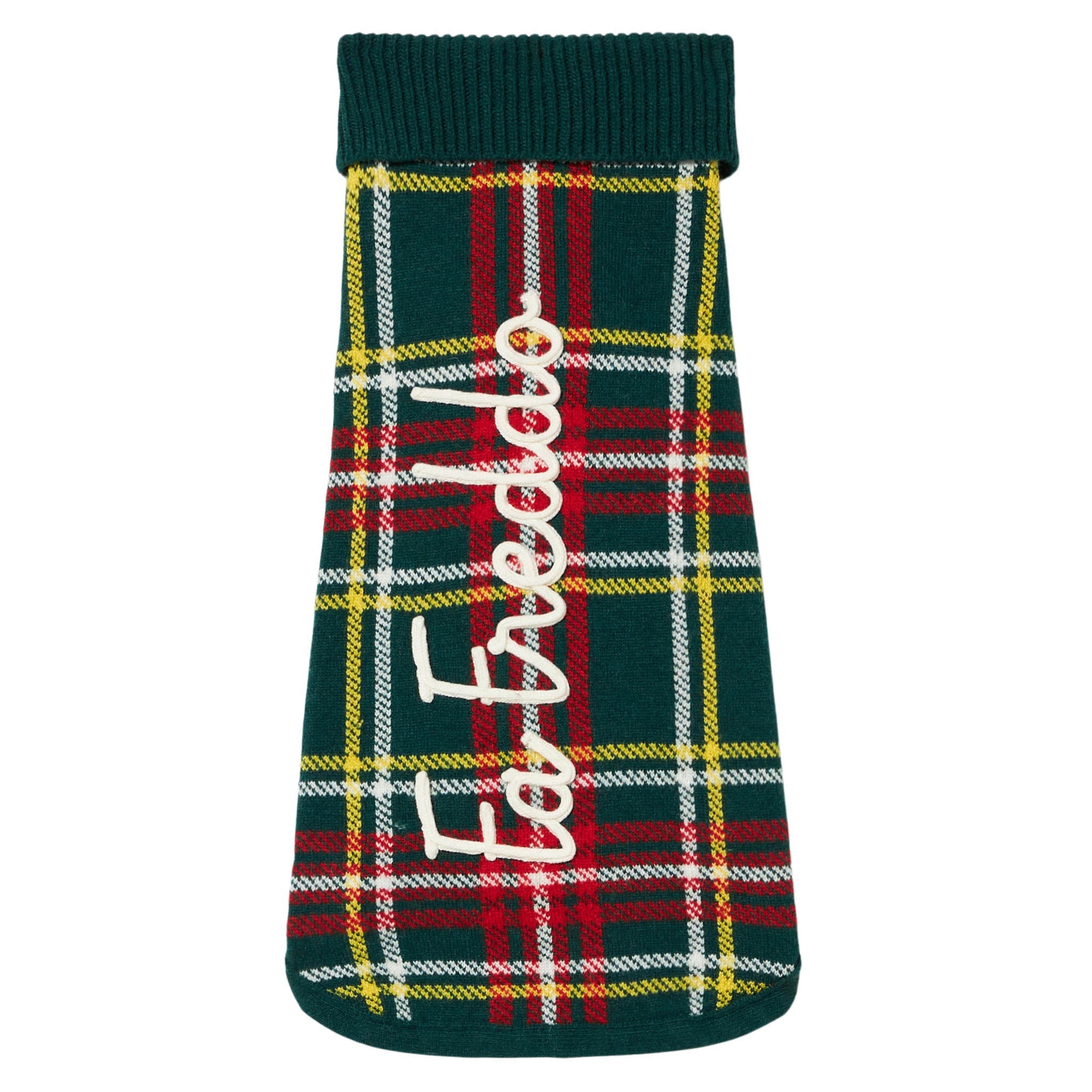 Dog Sweater With Tartan Jacquard Green