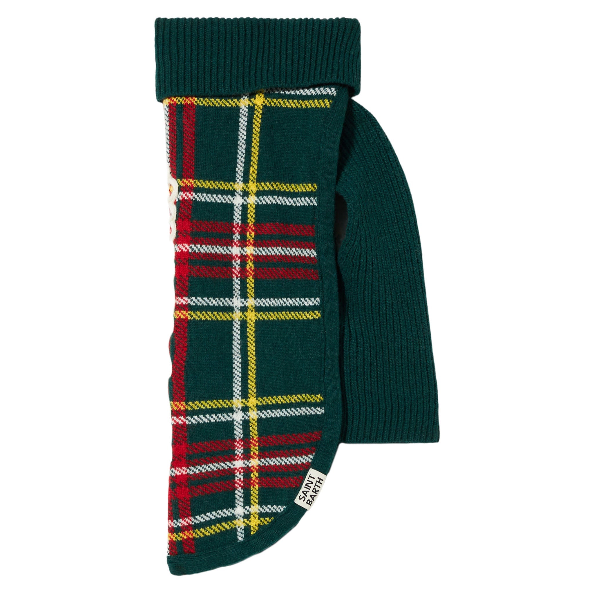 Dog Sweater With Tartan Jacquard Green