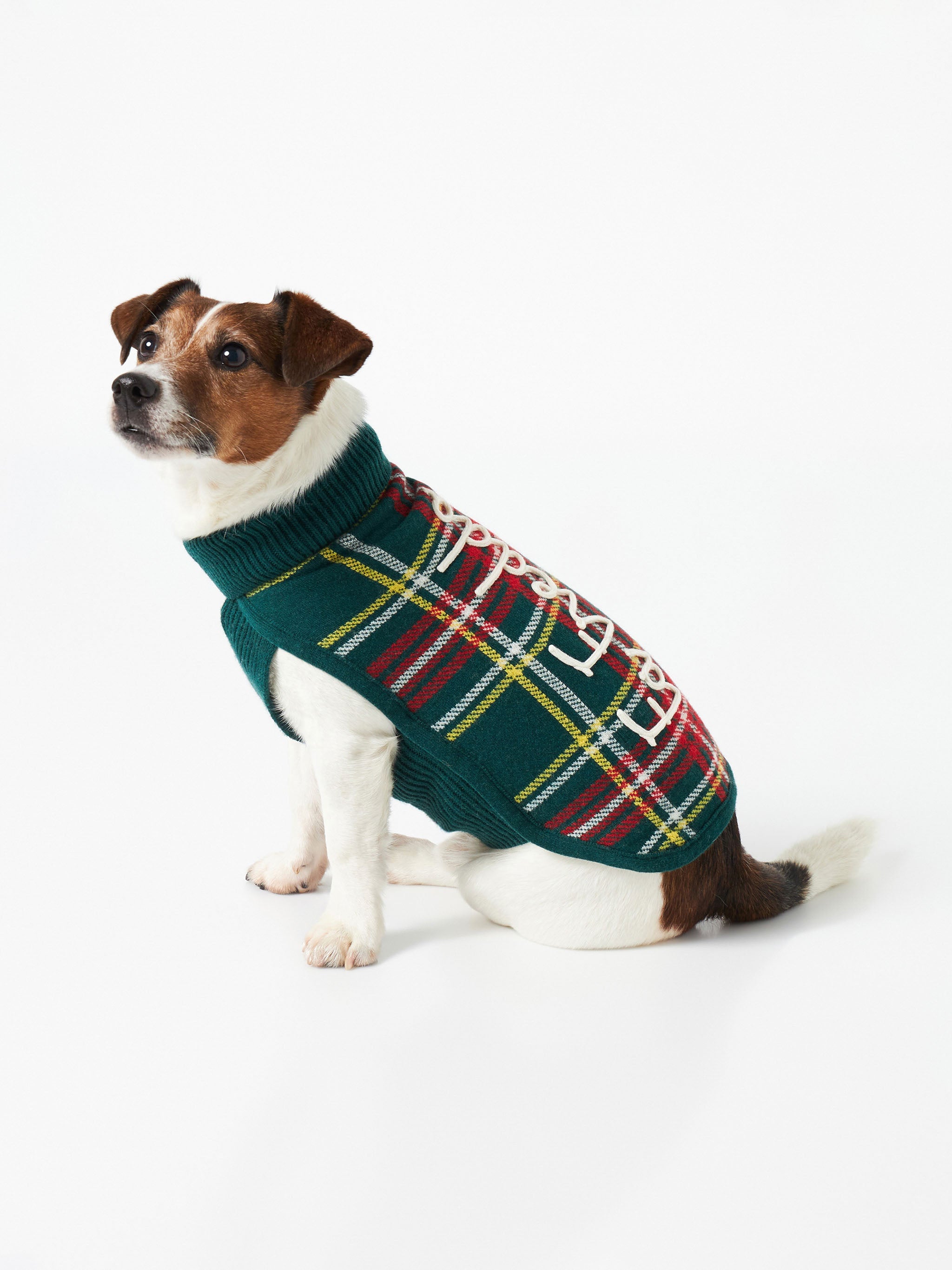 Dog Sweater With Tartan Jacquard Green
