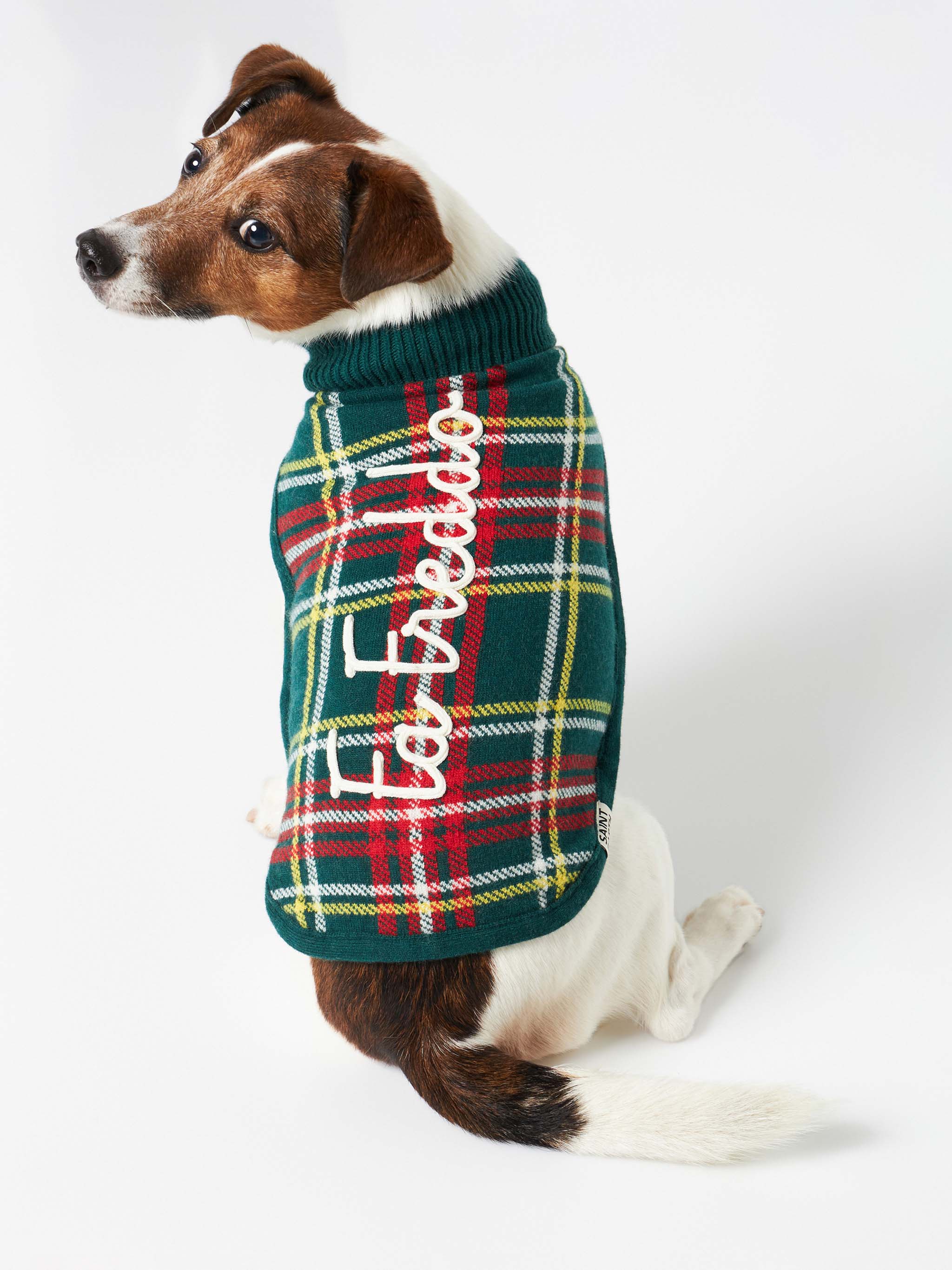 Dog Sweater With Tartan Jacquard Green