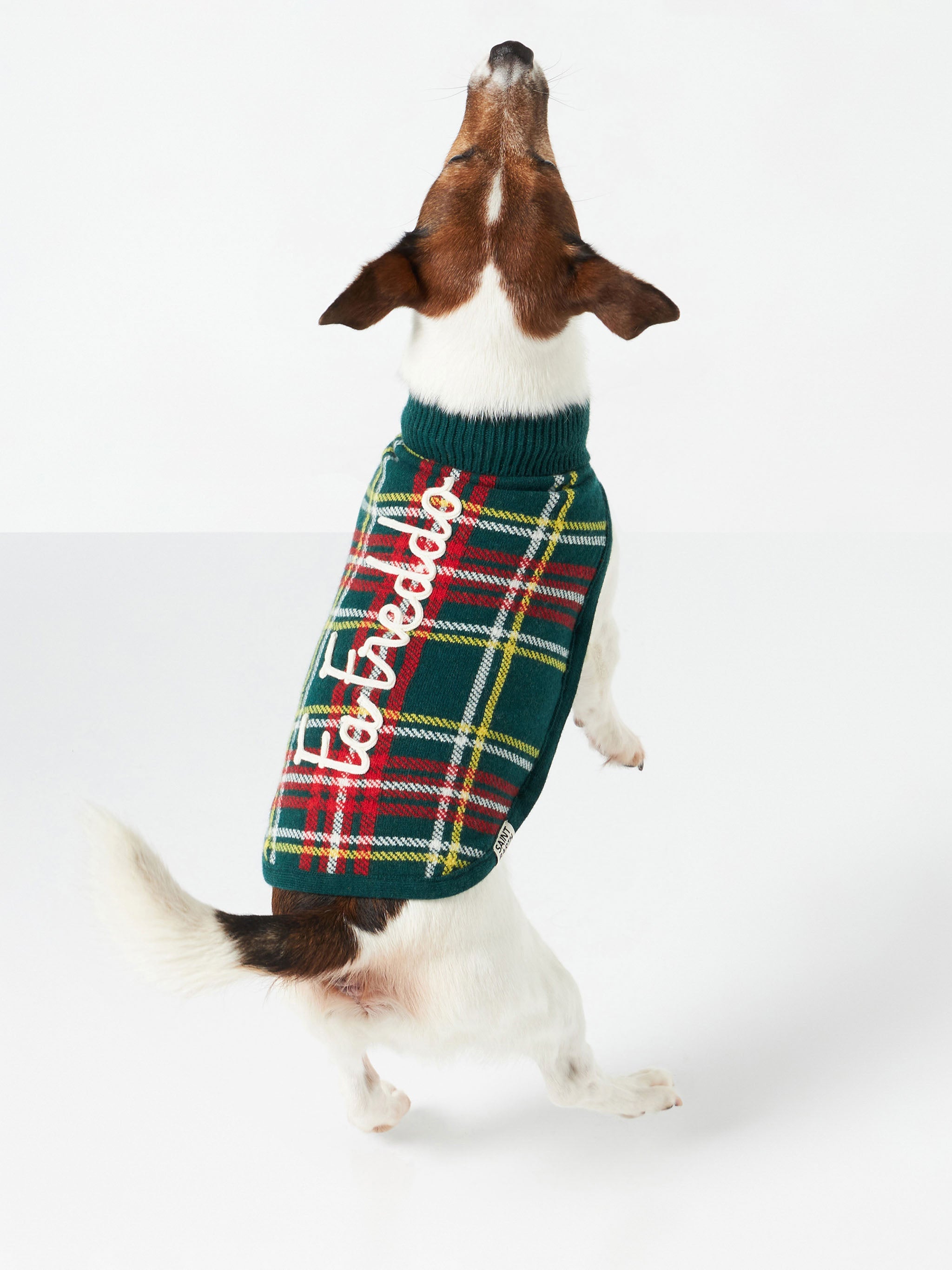 Dog Sweater With Tartan Jacquard Green