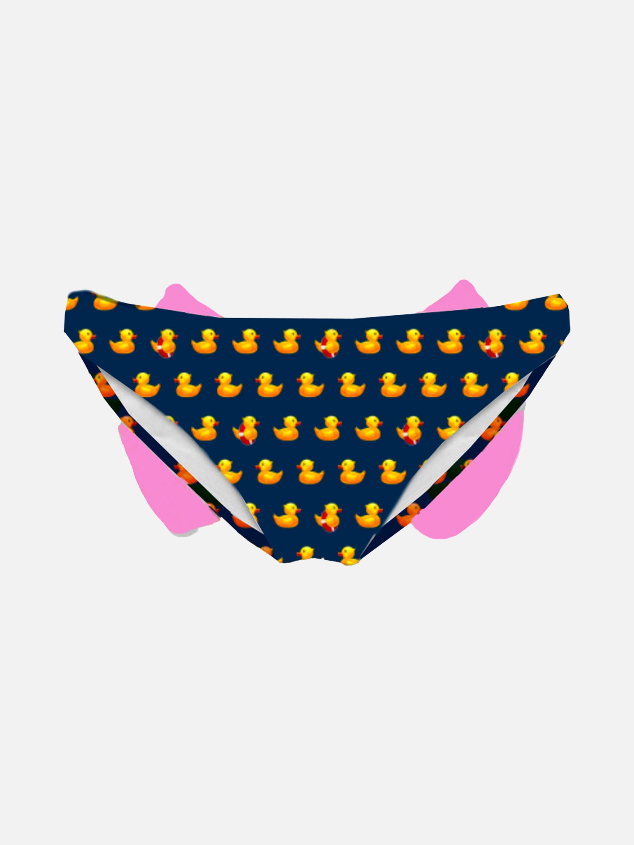 Girl Ducky Printed Swim Briefs With Bow Blue Bottom