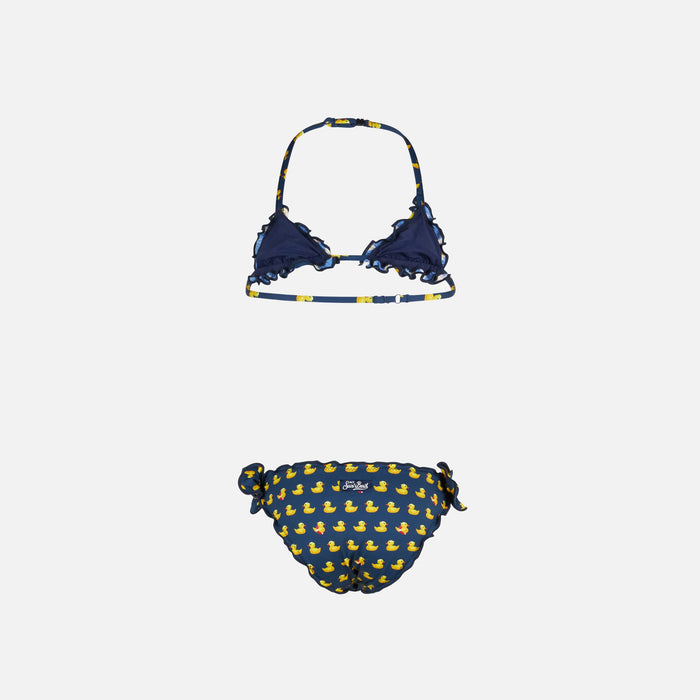 Girl Triangle Bikini With Print Blue
