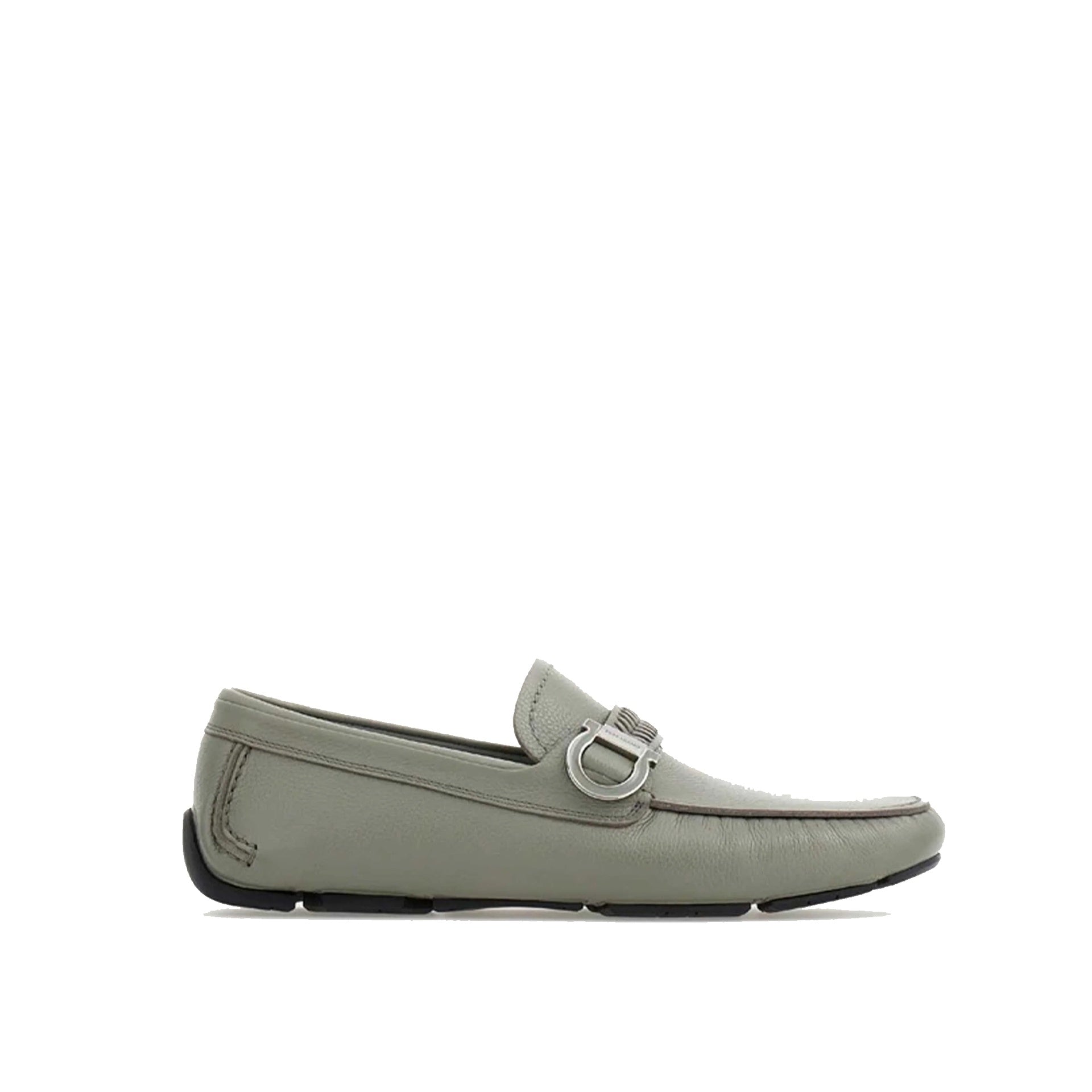 Salvatore Ferragamo Calipso Leather Loafers Gray Calf