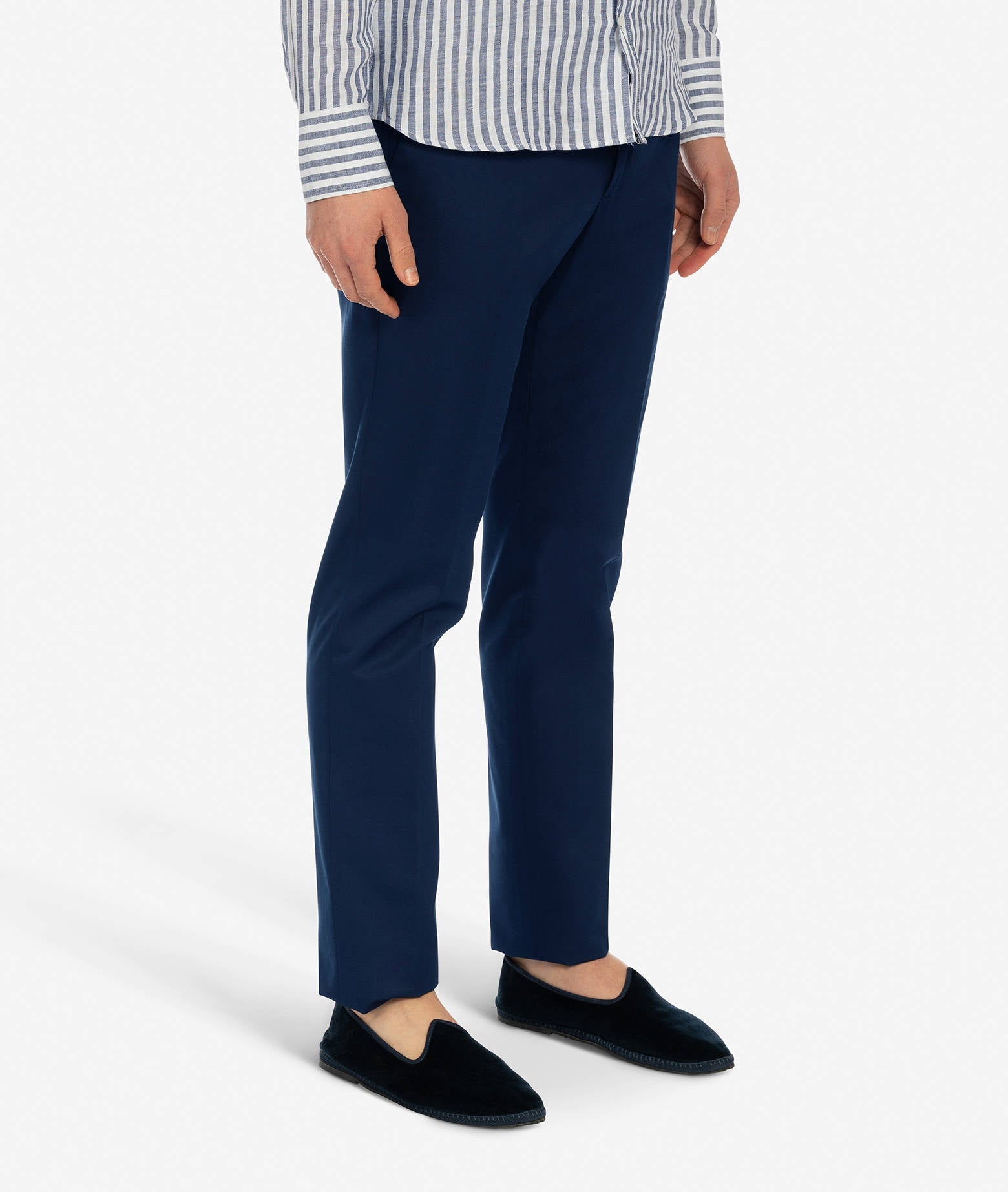 Cotton Chino Mykonos Navy Trousers No Pinces