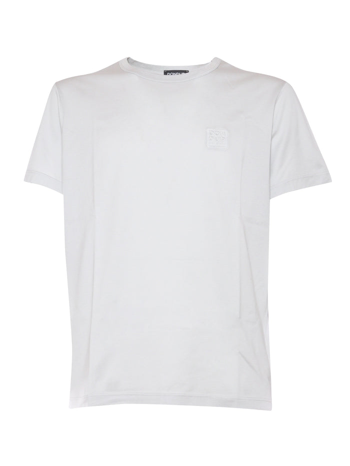 White t-shirt with logo plate Grey Cotton Short Sleeves