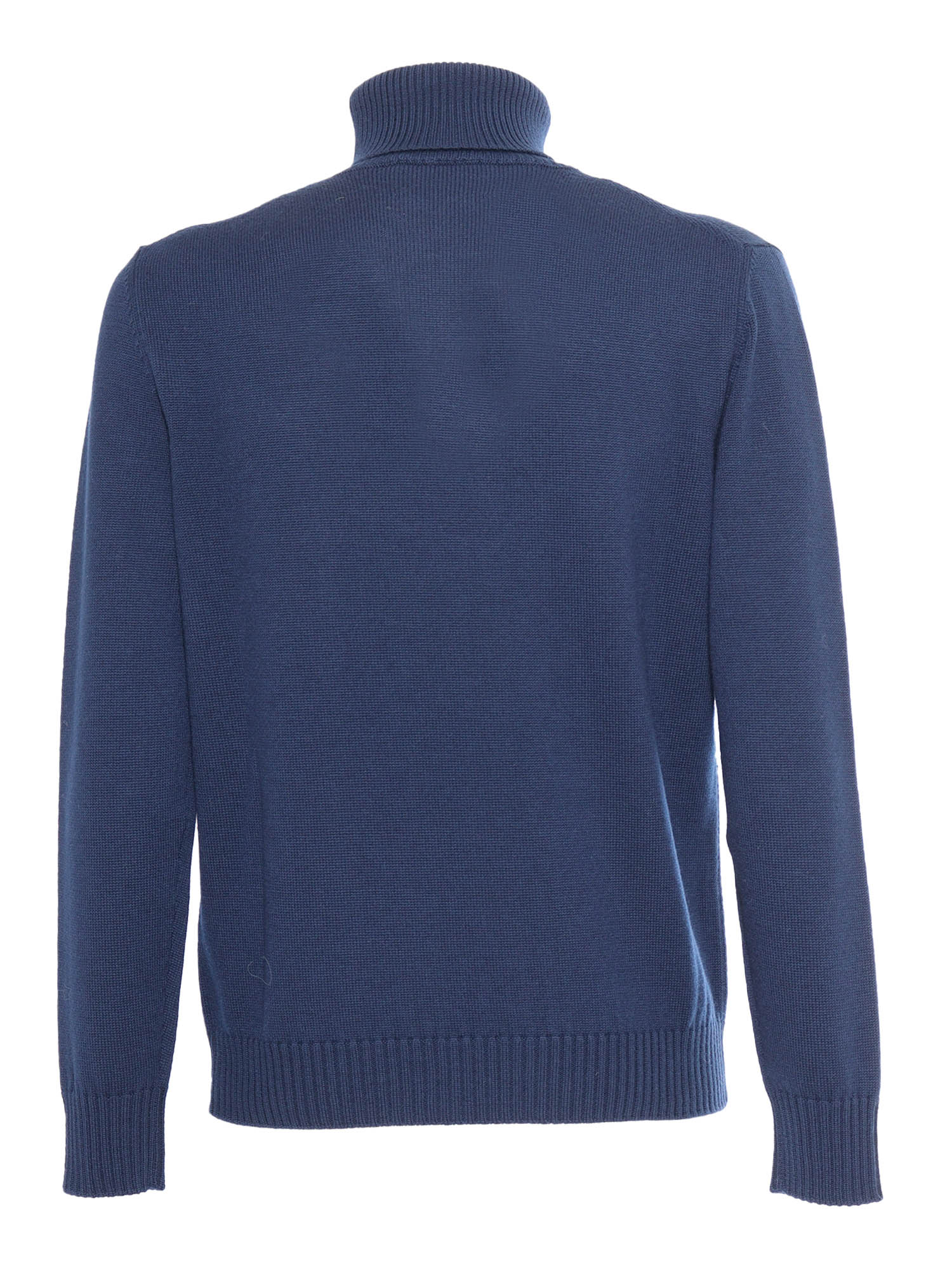 T Neck Pullover Blue Wool Turtleneck