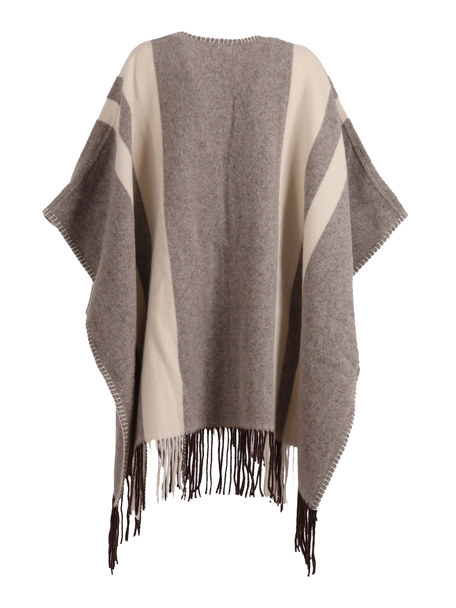 Hook Poncho Brown Wool Polyamide