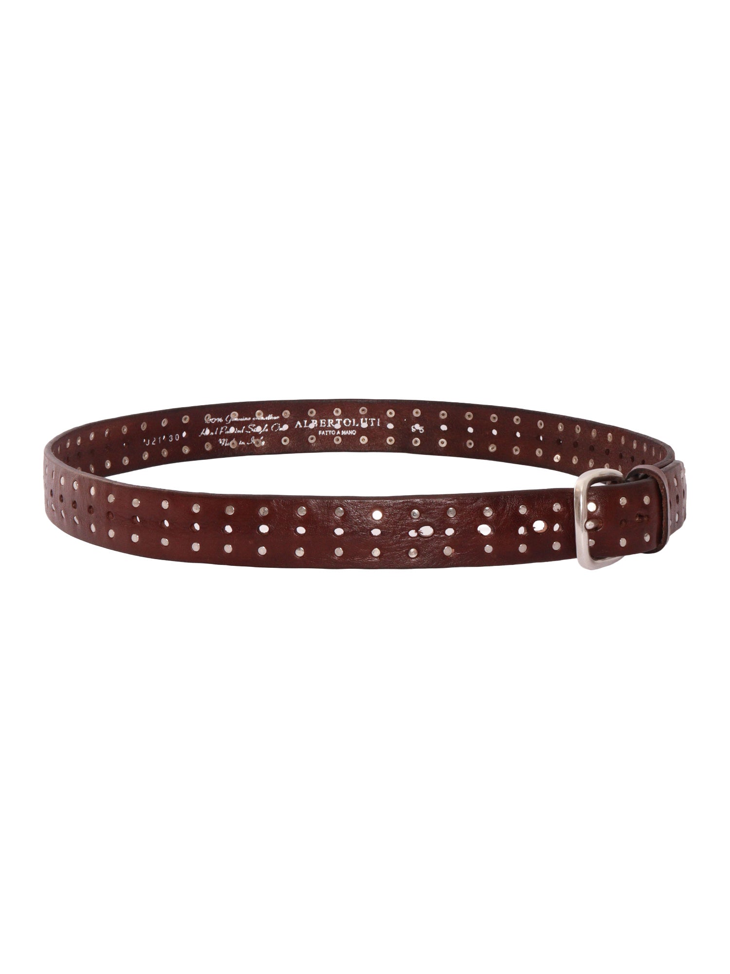 GARMENT DYED BELT WITH STUDS Brown Leather