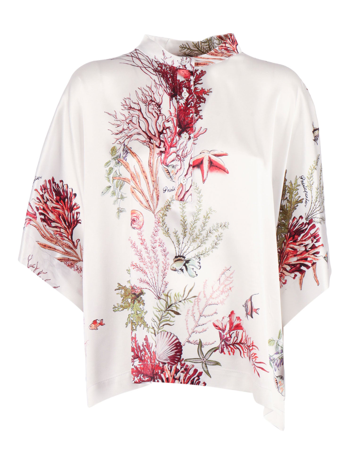 Mandarin Collar Silk Tunic White Elastane Jacket