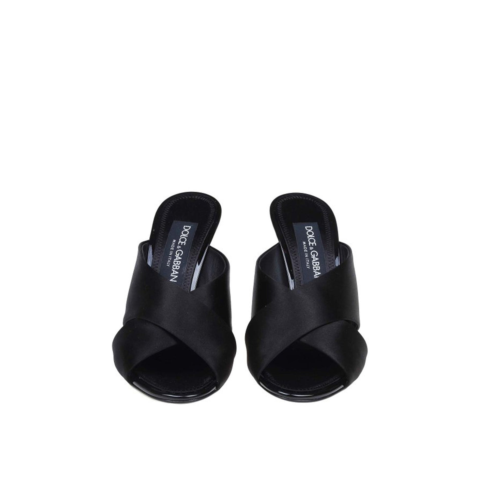 Keira Satin Sandals Black Silk Viscose Calf Leather