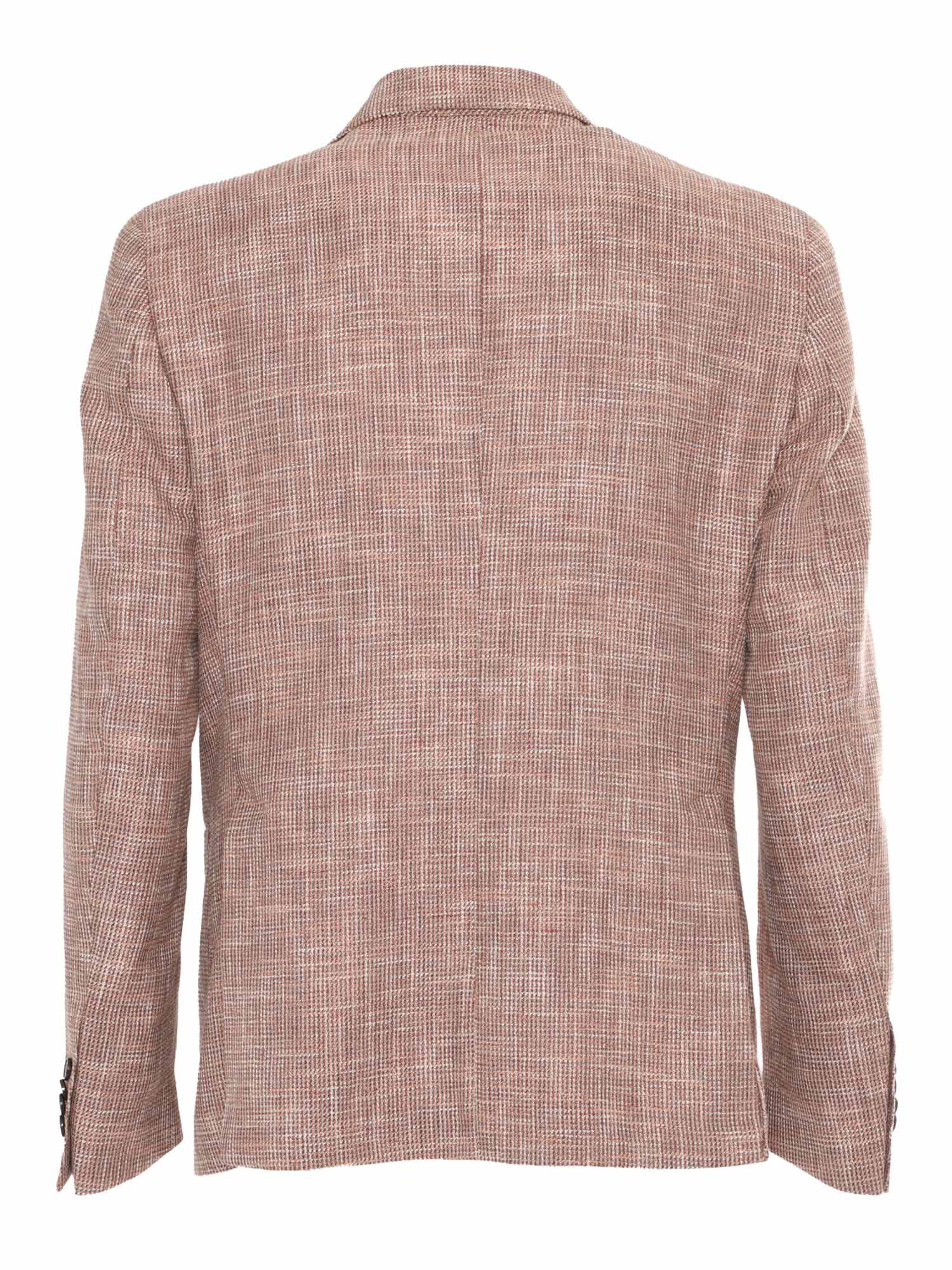 Jacket Brown Cotton Linen Virgin Wool Single Breasted