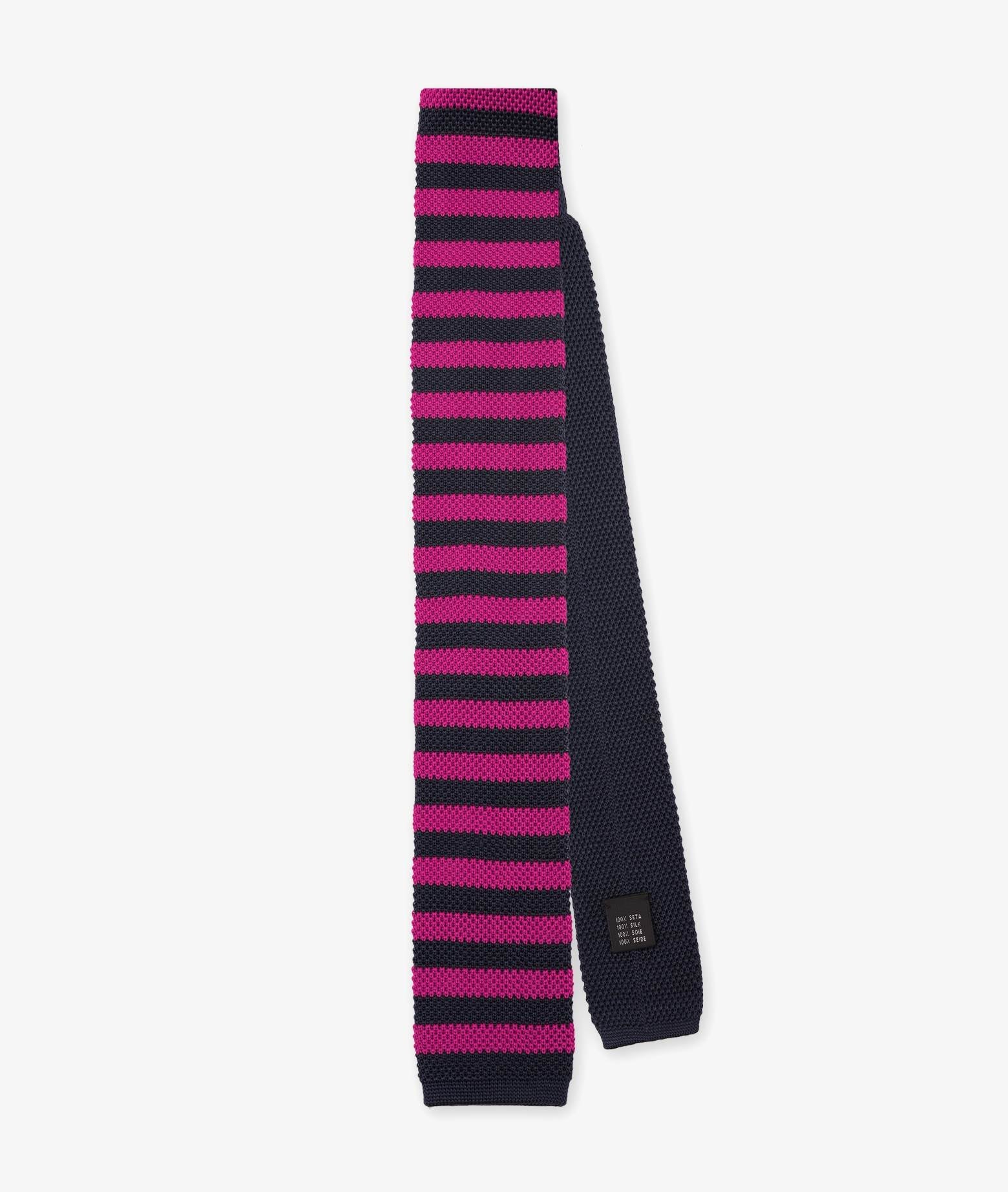 Bicolor Tricot Tie Navy Knitted