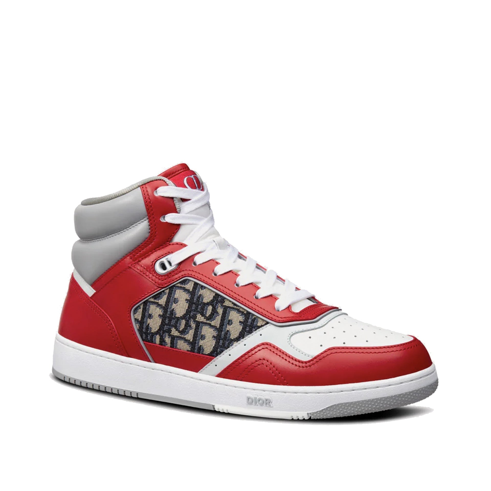 Oblique High-Top Sneakers Red Leather