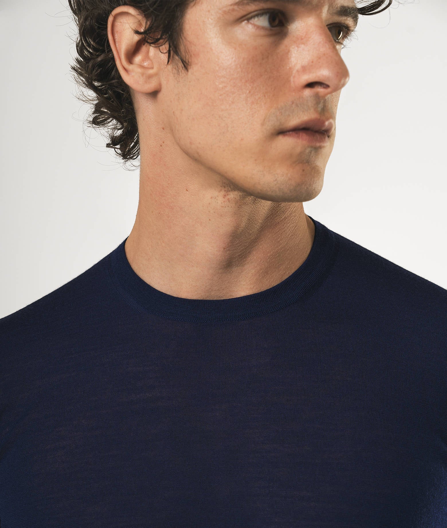 Wool T-Shirt Mentone Navy Round Neck