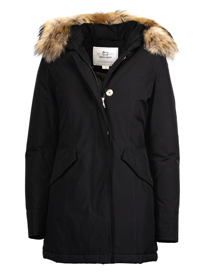 Artic Racoon Parka Black Cotton Polyester Jacket