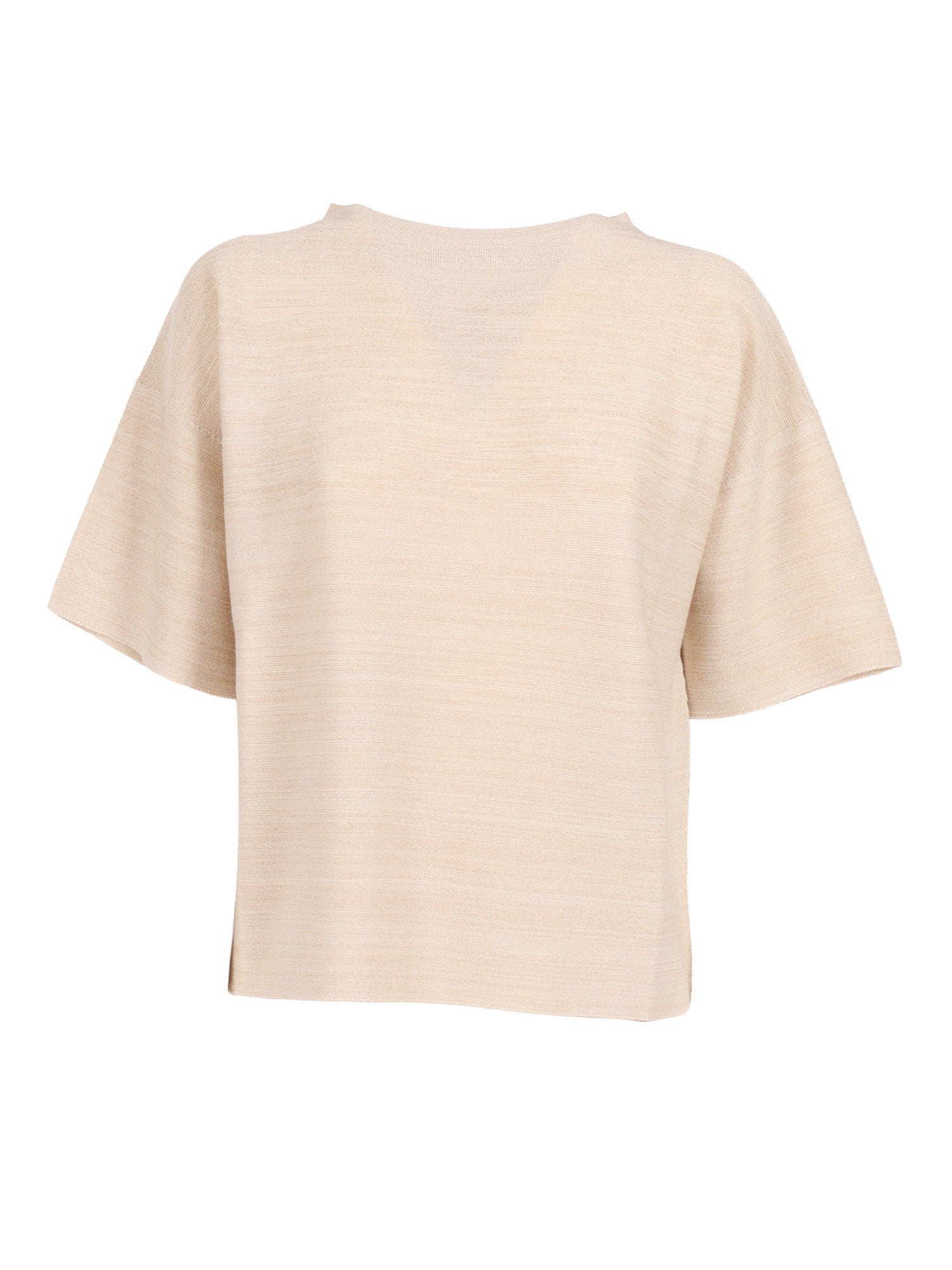 LUREX COTTON WOOL BOATNECK SHORT SLEEVE SWEATER White Viscose Polyester Crewneck