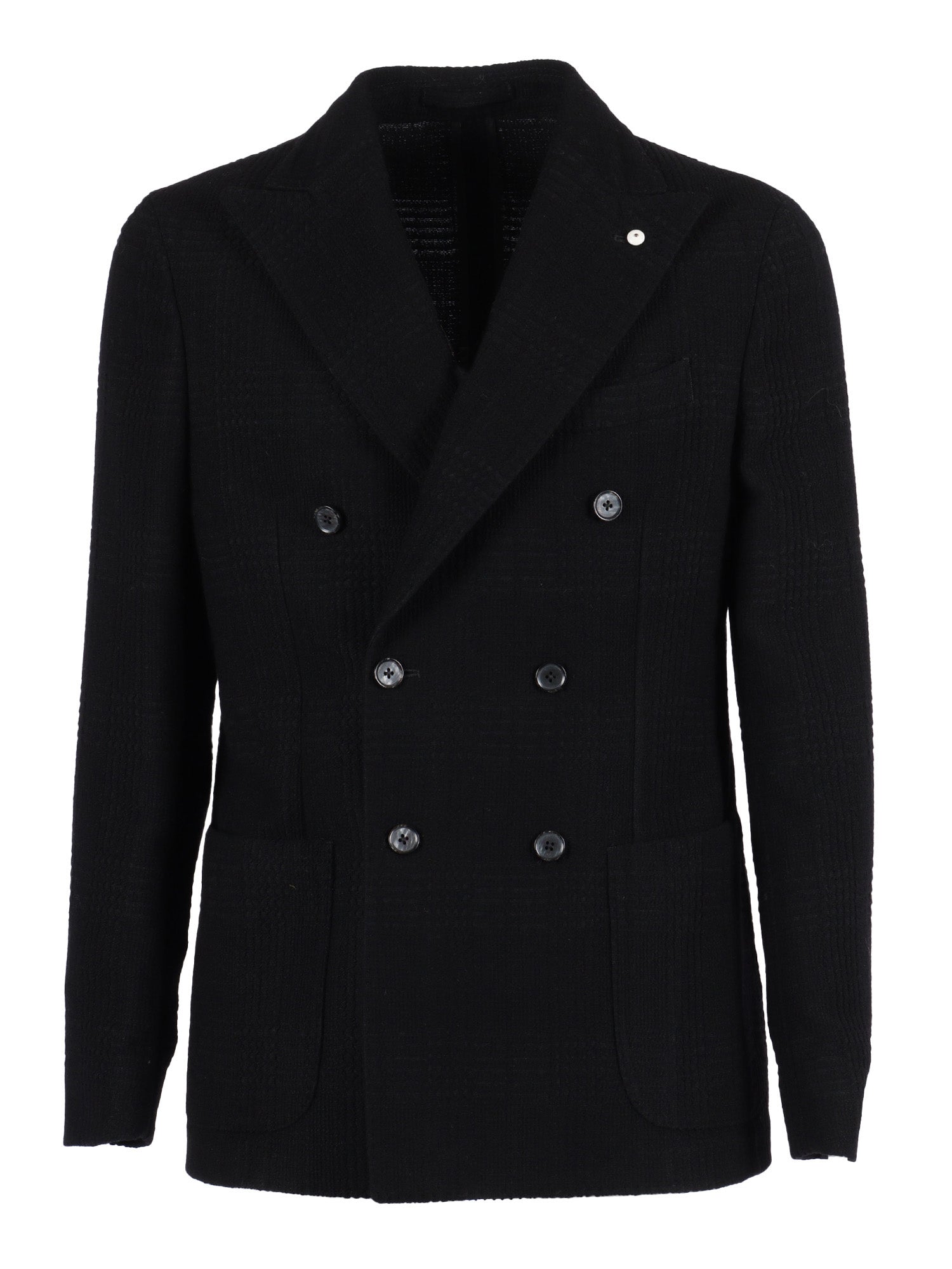Jacket Black Virgin Wool Polyamide Viscose Single Breasted