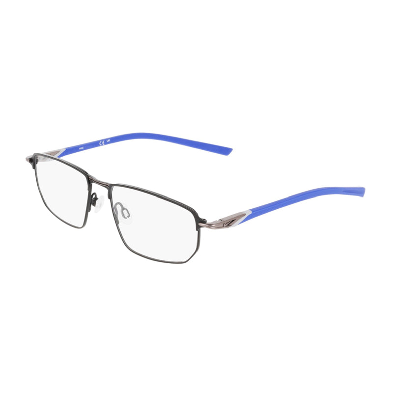 Nike Eyeglasses Rectangle Full Rim, Matte Black-Astronomy Blue Frame And Clear Demo Lenses Lens Nike6067004 Sunglasses