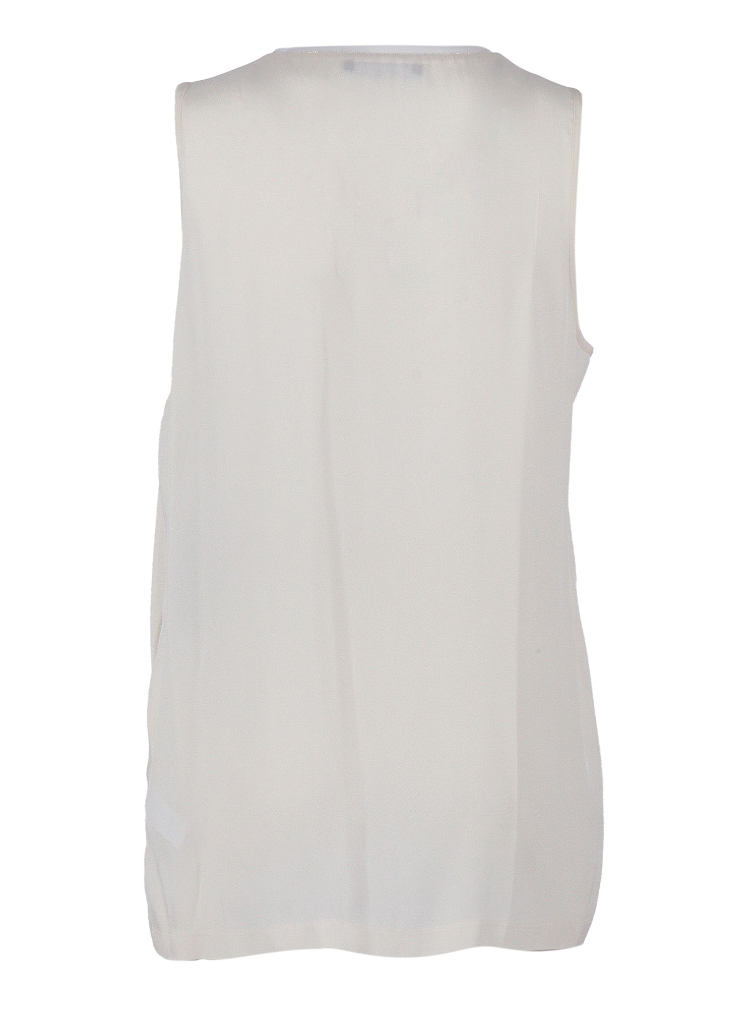 Enver Satin Front Back Top With Filo Diamante Detail White Acetate Viscose