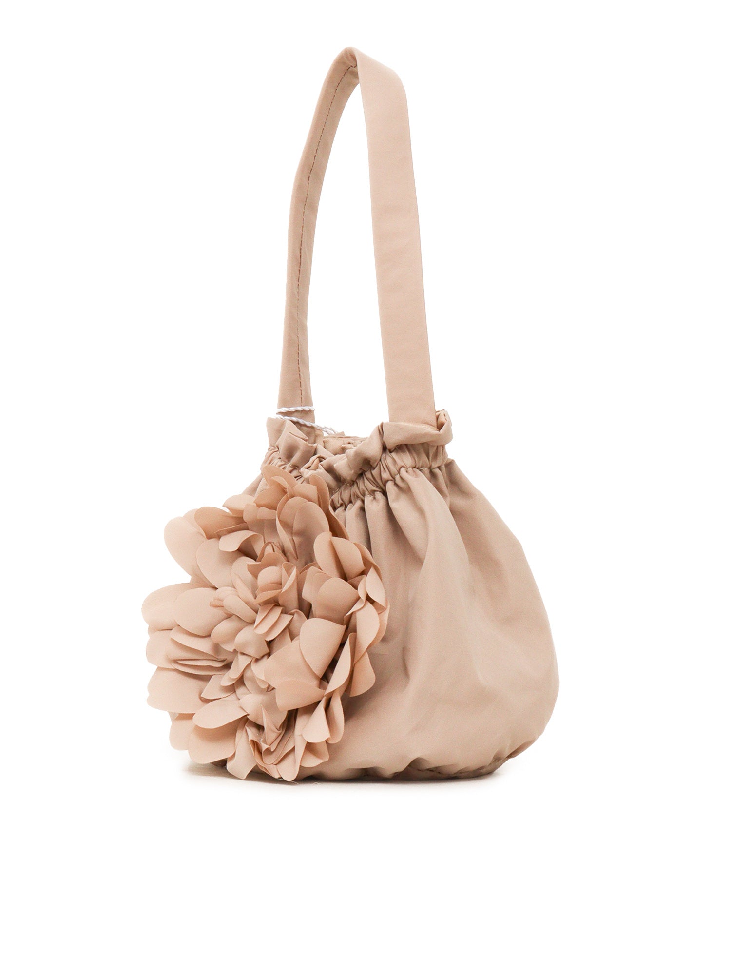 TAFFETA BAG WITH FLOWER Beige Handbag