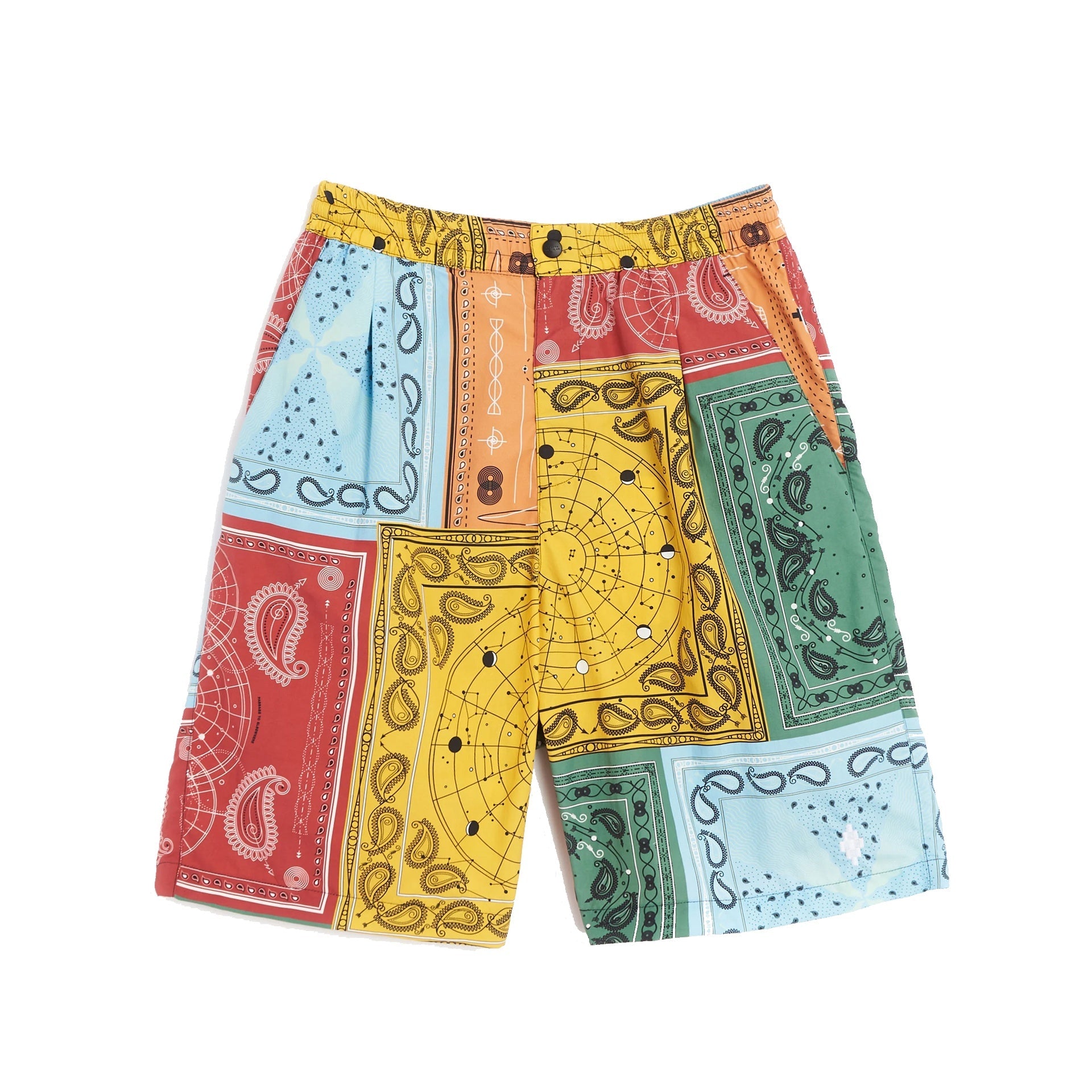 All Over Bandana Shorts Yellow Polyamide