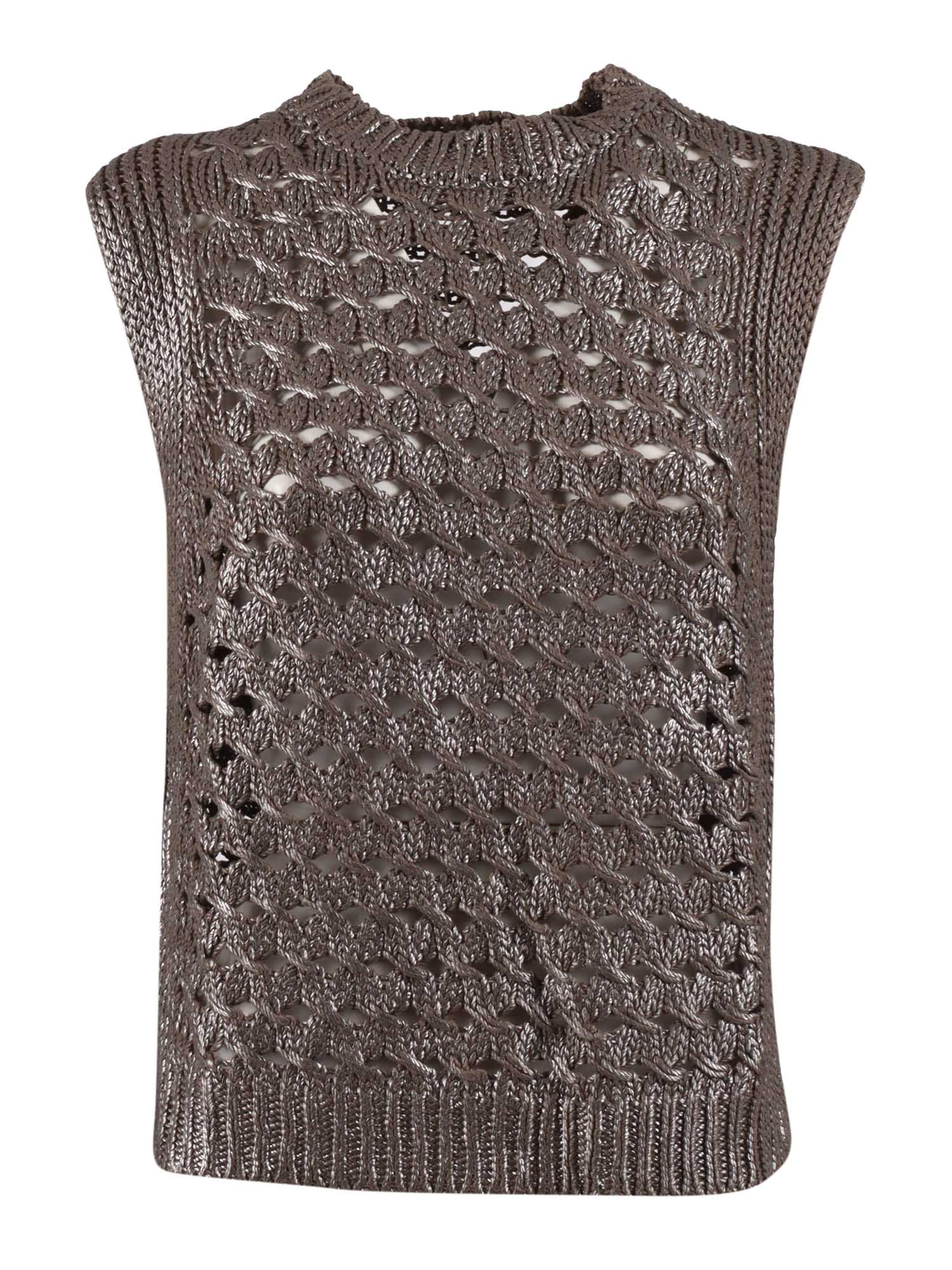 KNITTED TOP Brown Cotton