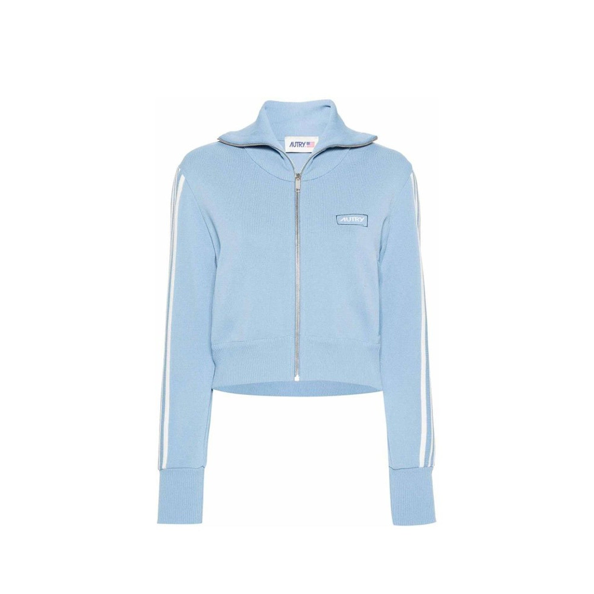 Autry Logo Cardigan Blue Nylon Viscose