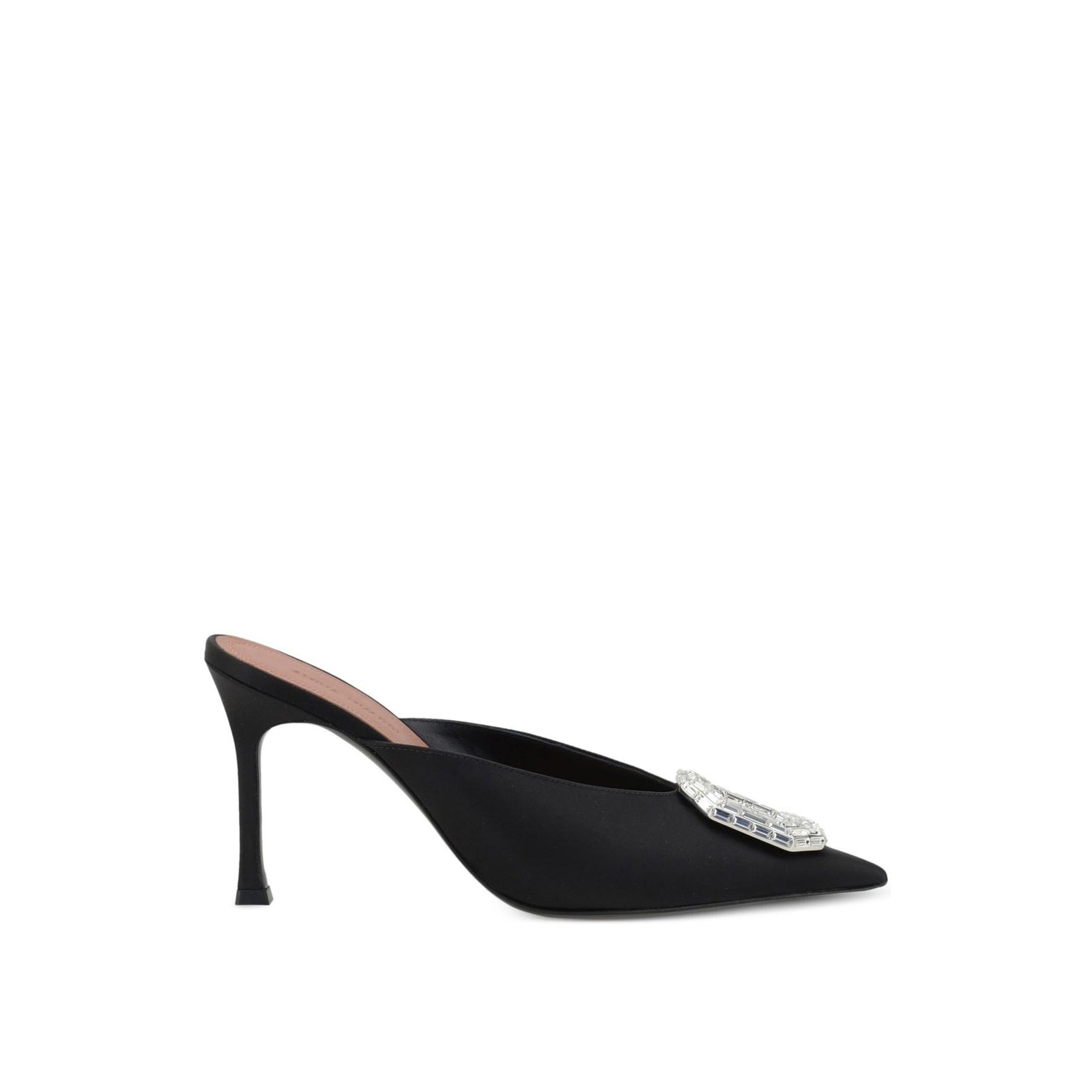 Amina Muaddi Camelia 90 Mules Black Silk