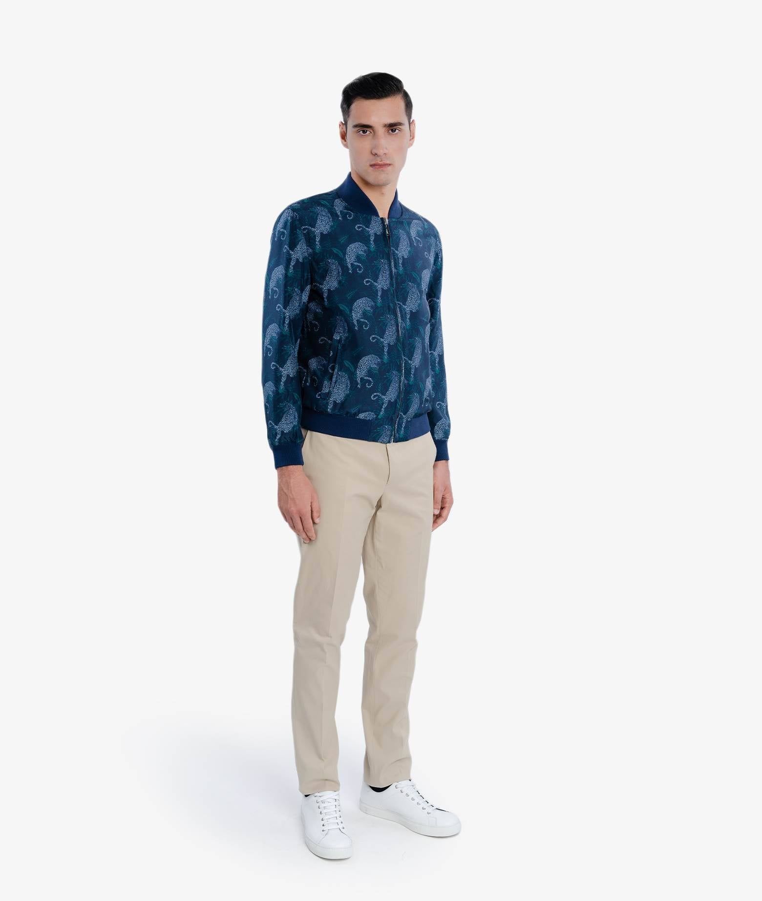 Silk Bomber Cheetah Blue Sportwear Blouson