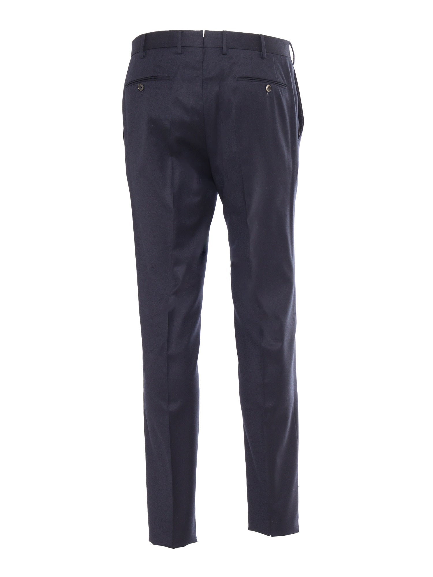 SLIM, Flat Front, Diagonal Pockets Blue Virgin Wool Elastane Pant