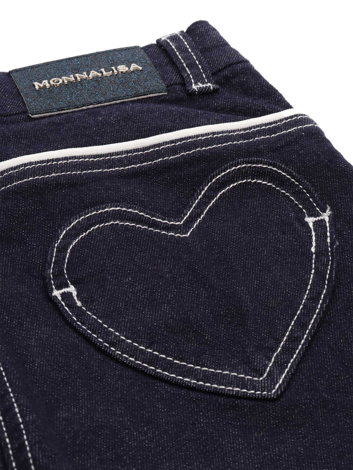 HEART POCKETS JEANS Blue Cottone Polyester Elastan