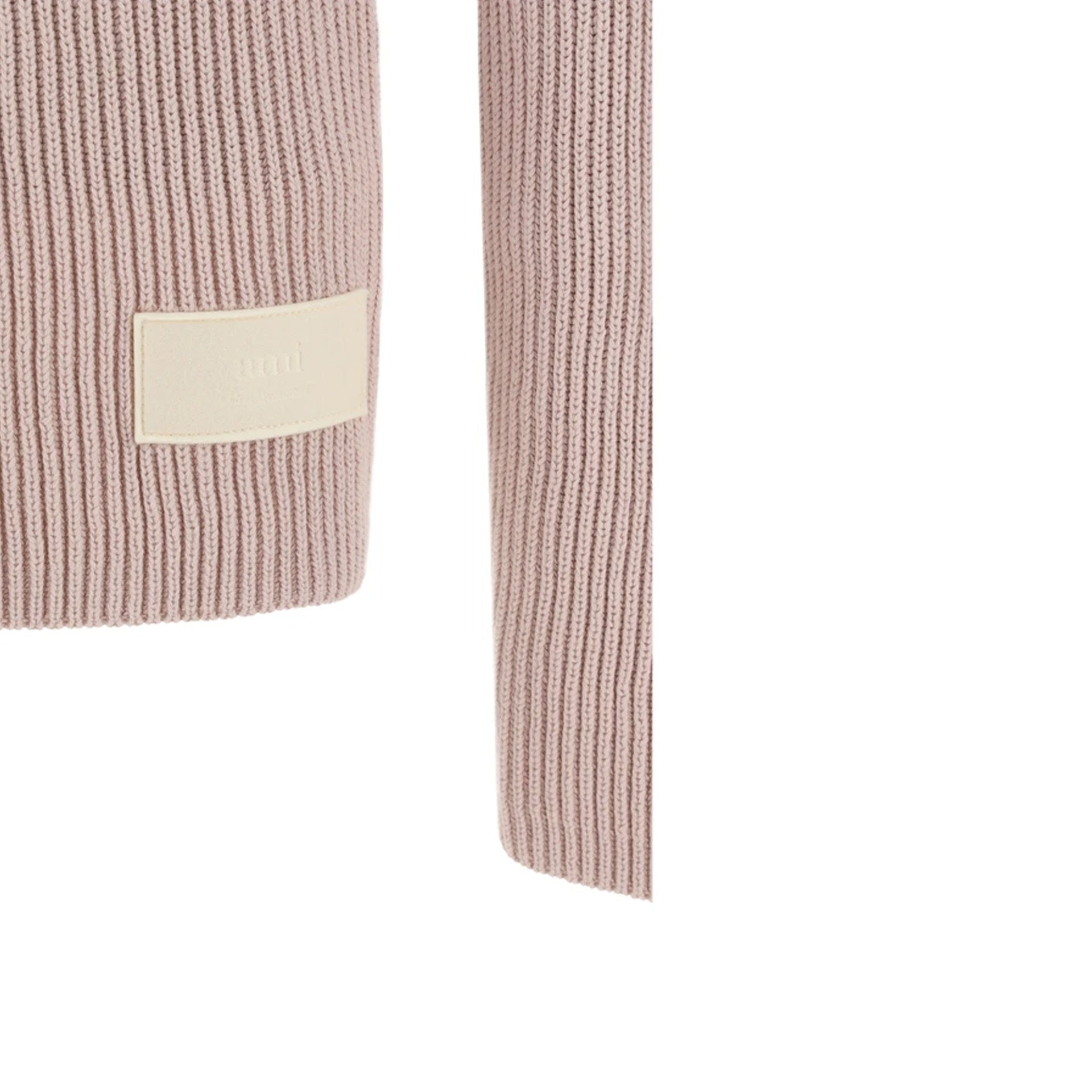 Ami Paris Turtleneck Sweater Pink Cotton Wool