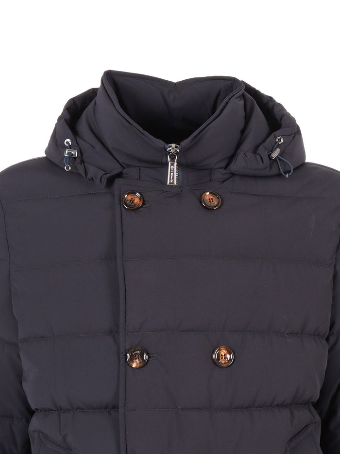 Florio-Kn Jacket Blue Polyamide Polyurethane Coat