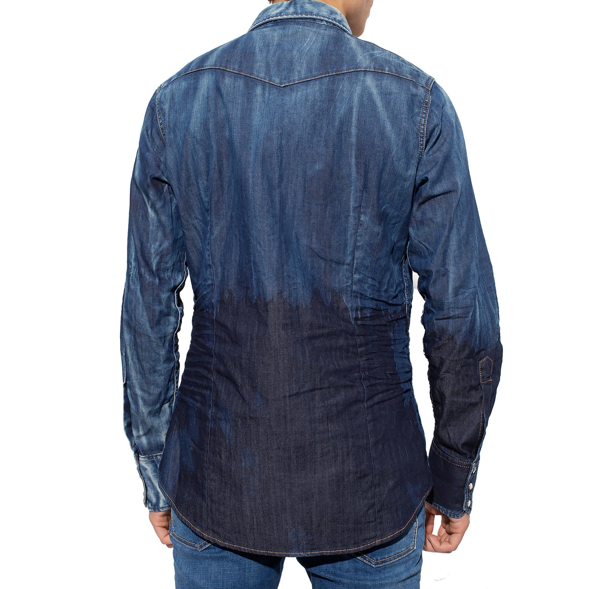 X Smiley Denim Shirt Blue Cotton Elastane