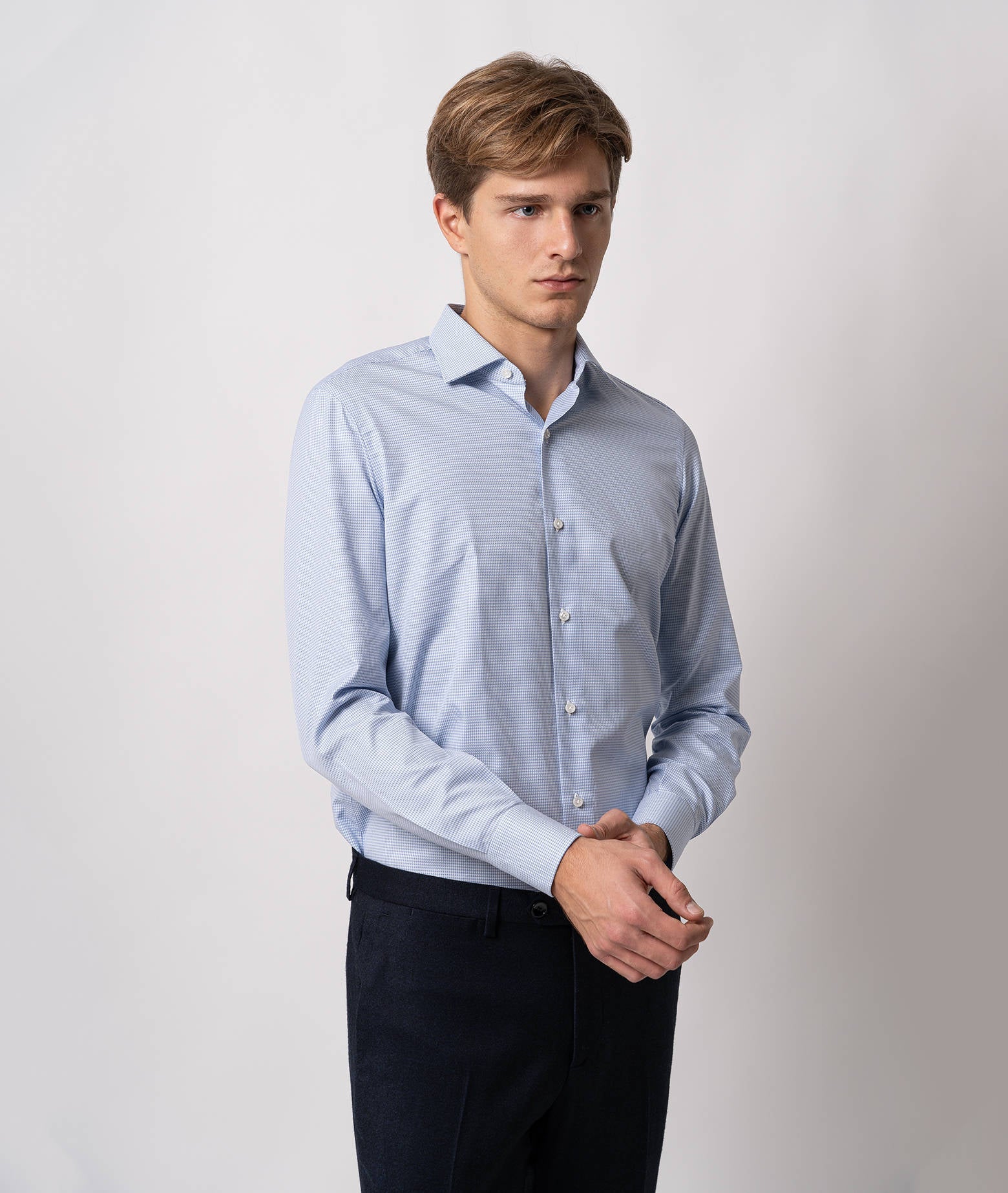 Tailored Cotton Shirt Midtown Skyblue Hand Made