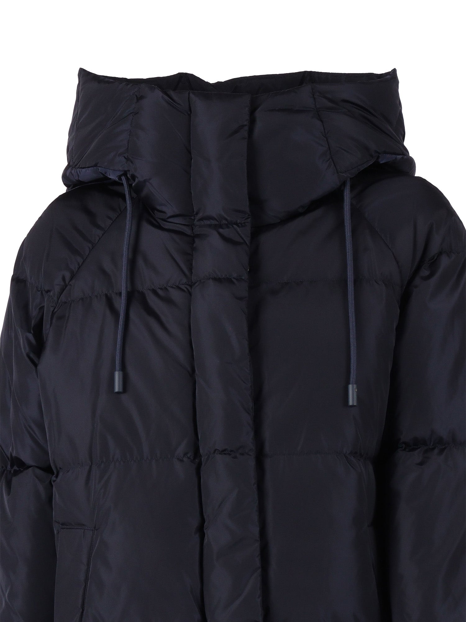 Long Padded Jacket Blue Polyamide Lining Puffer