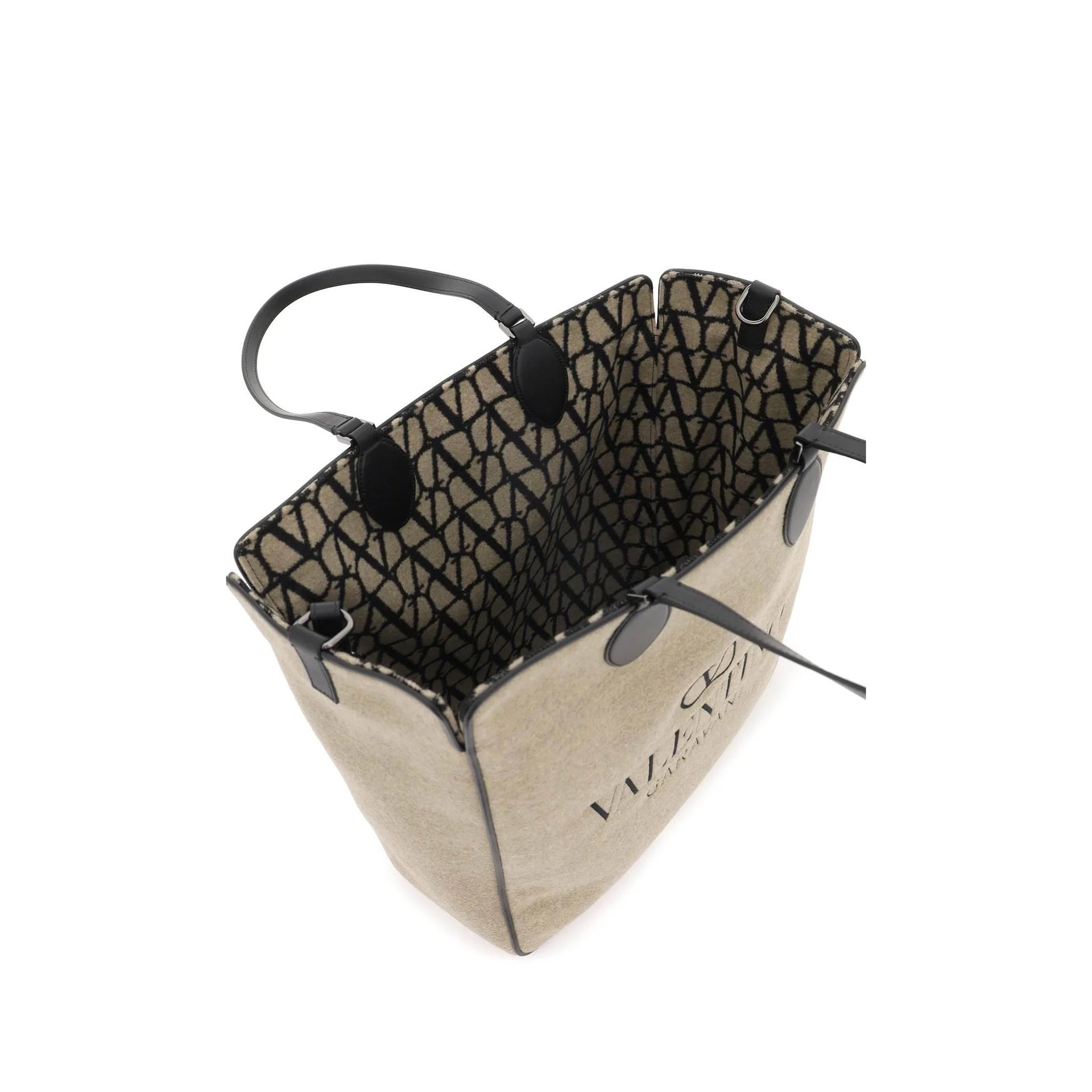 Garavani Toile Iconographe Reversible Tote Bag Beige Wool