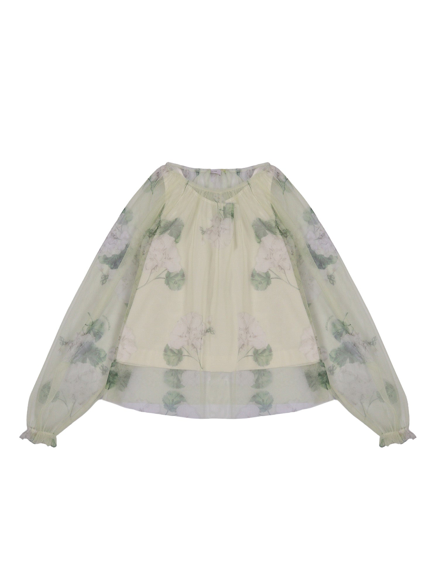 TULLE TOP Green Cotton Elastane