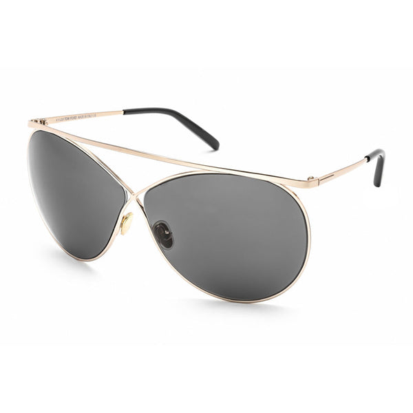 Tom Ford Sunglasses Oval Full Rim, Shiny Rose Gold Frame And Smoke Lens Ft076128a