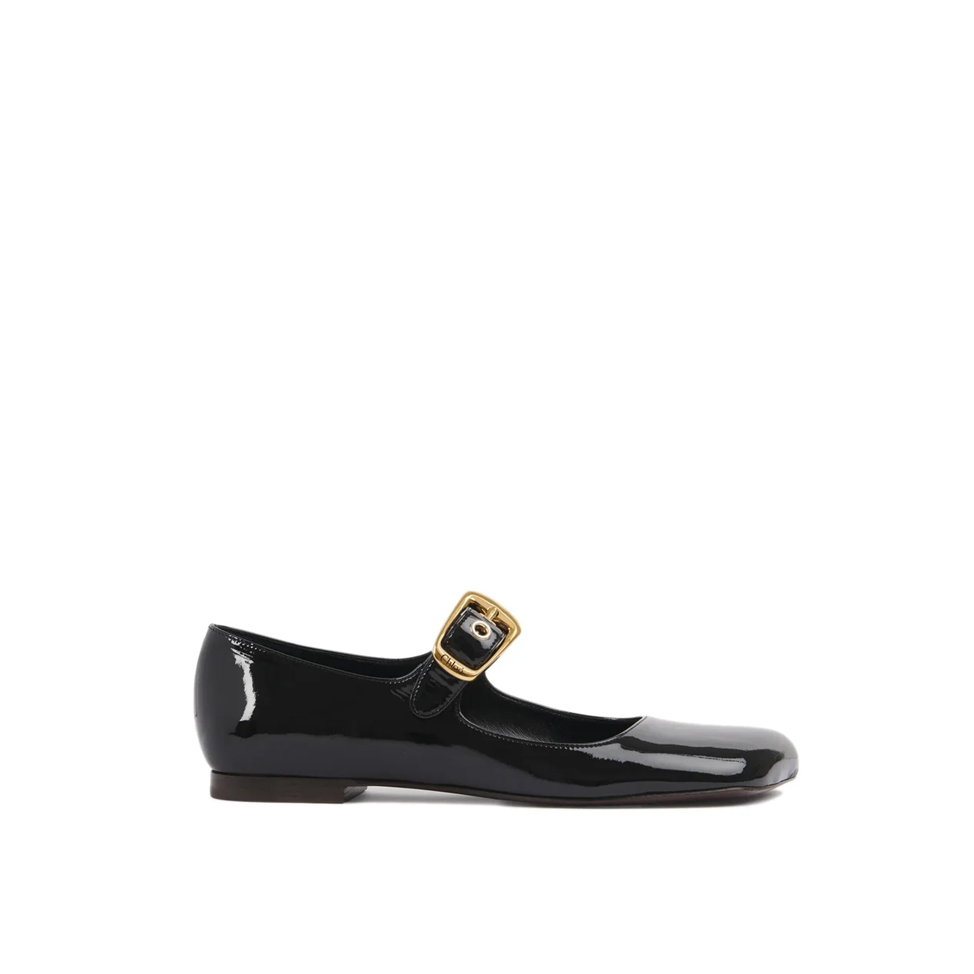 Chloè Mary-Jane Polly Ballerina Flats Black Calf Leather