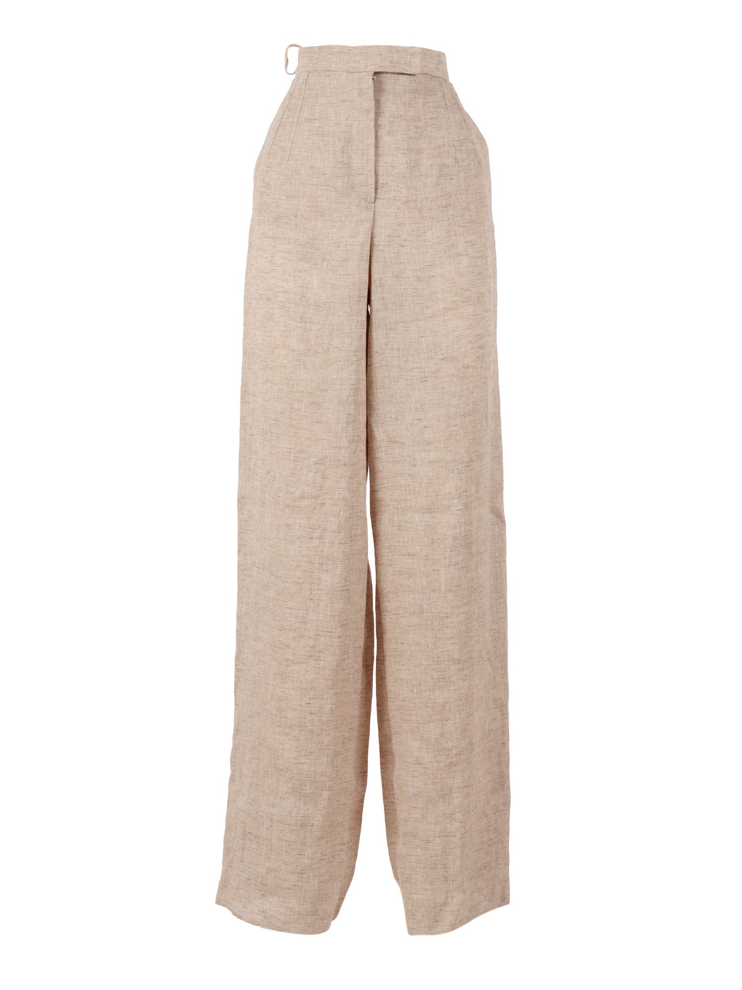 TROUSER Beige Linen Viscose Polyester Pant