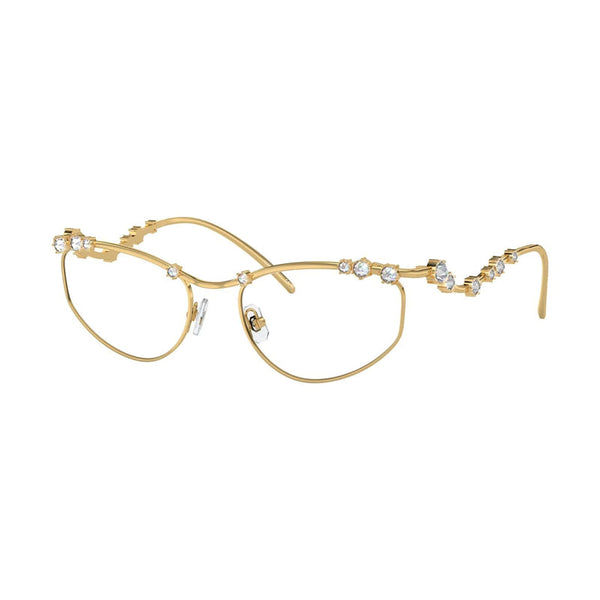 Swarovski Eyeglasses Geometric Full Rim, Gold With White Stone Frame And Clear Demo Lenses Lens Sk10154004 One Color Sunglasses