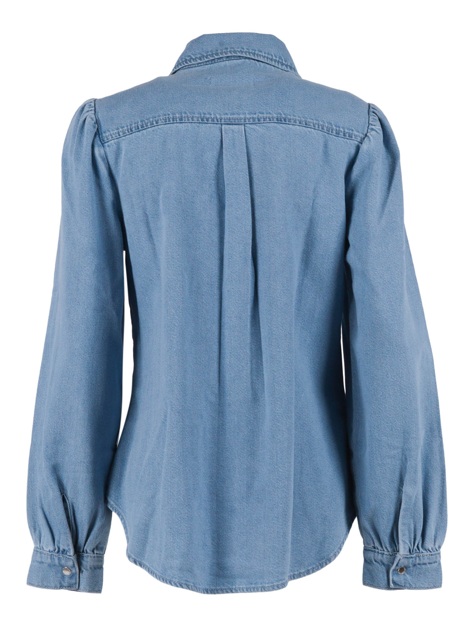 PUFF SLEEVES SHIRT Hana Blue Cotton Lyocell