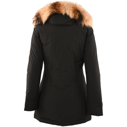 Luxury Arctic Raccoon Parka Black Polyester Jacket