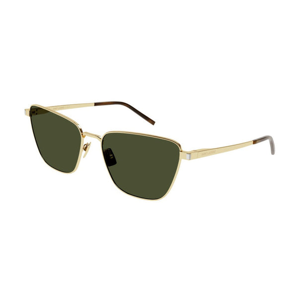 Saint Laurent Sunglasses Cat Eye Full Rim, Gold Frame And Green Lens Sl551003