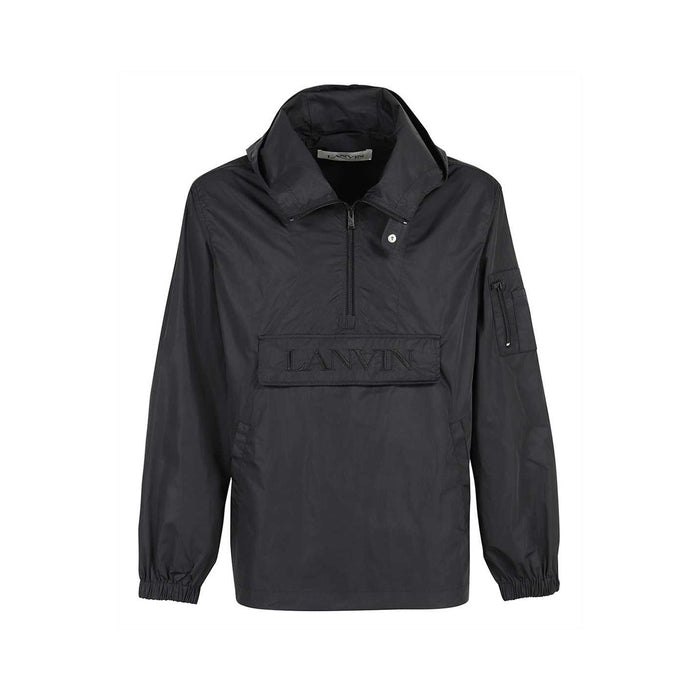 Lanvin Logo Hooded Windbreaker Black Polyamide