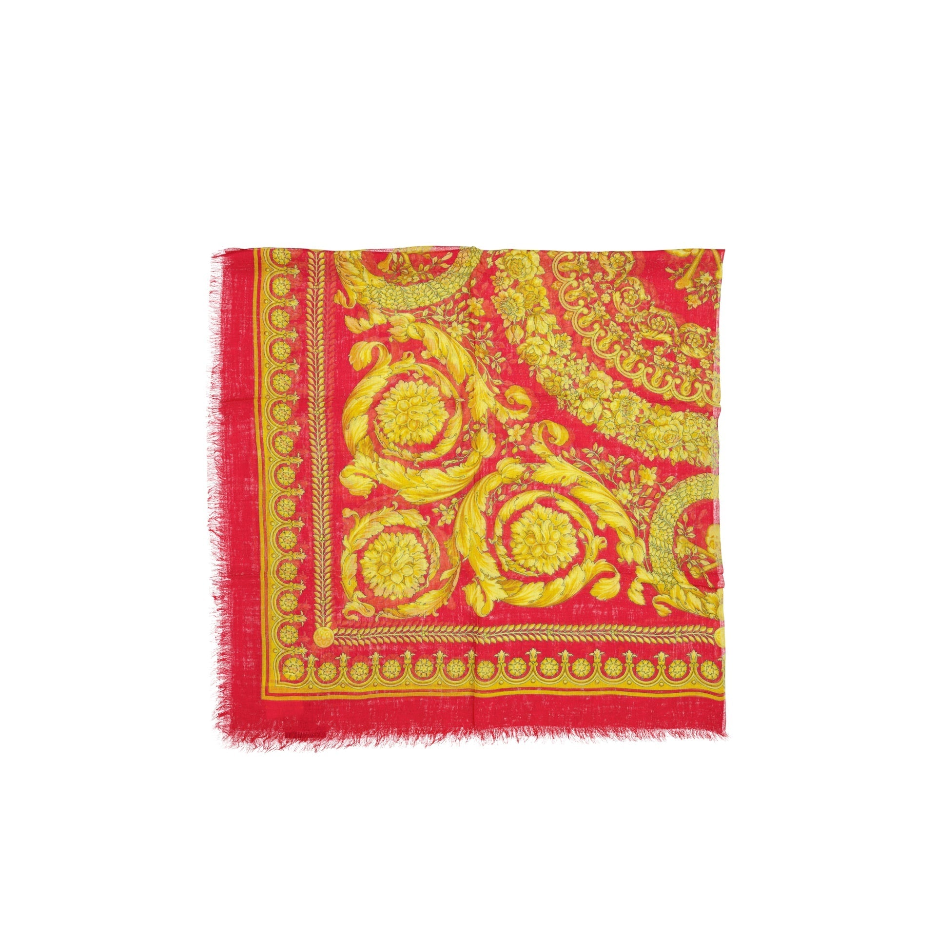Versace Foulard Square Scarf Red Modal Silk