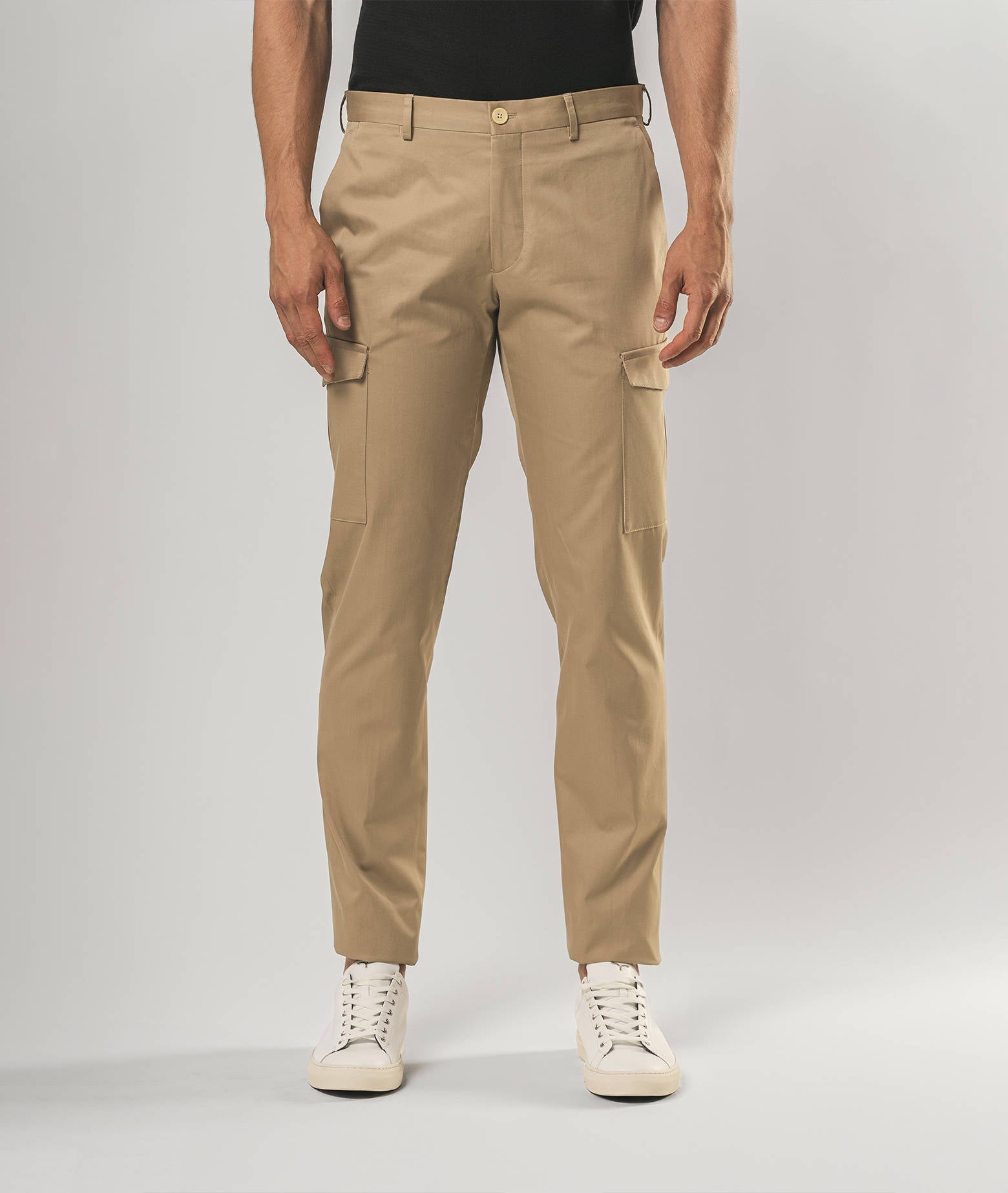 Cotton Cargo Austin Beige Trousers No Pinces