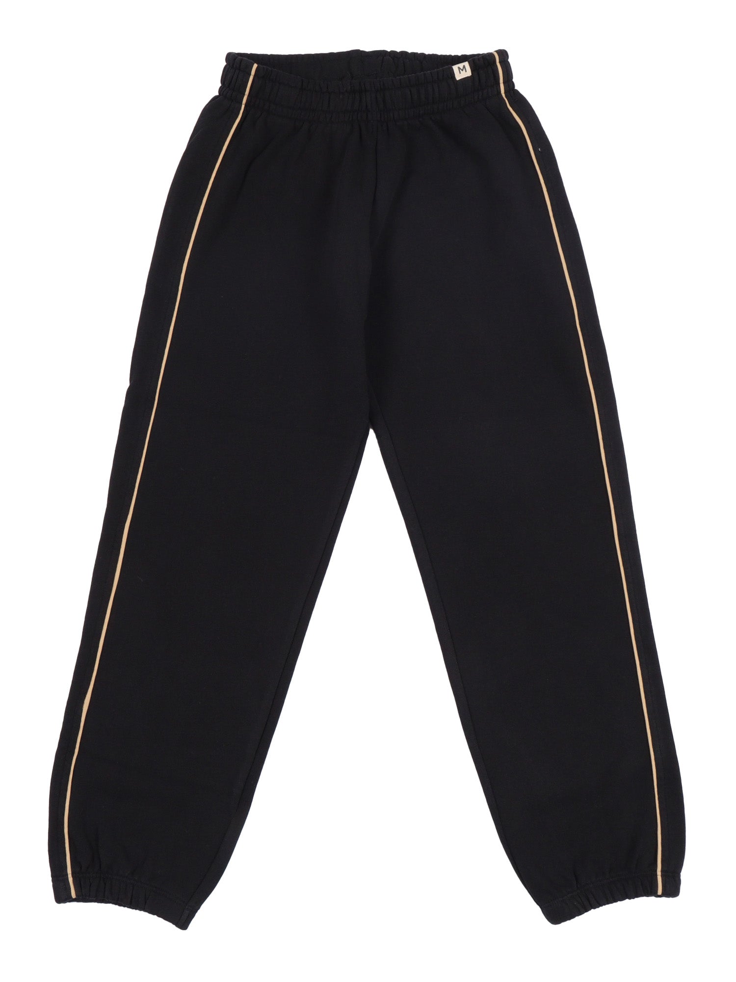 Plain Piping Sweatpants Black Organic Cotton Trackpants